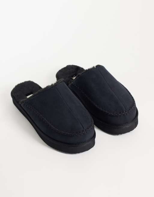 Jack & Jones teddy lined slip on slipper in black, 2 of 4
