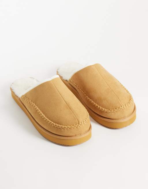Jack & Jones teddy lined slip on slipper in tan, 2 of 4