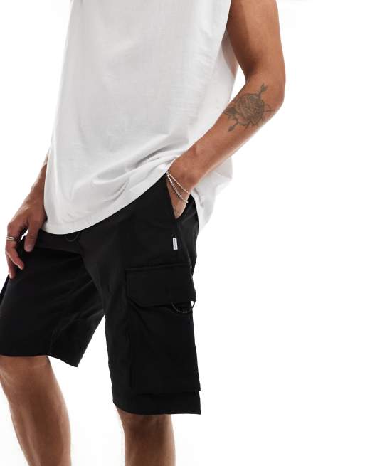 Jack & Jones - Tekniske cargoshorts i sort