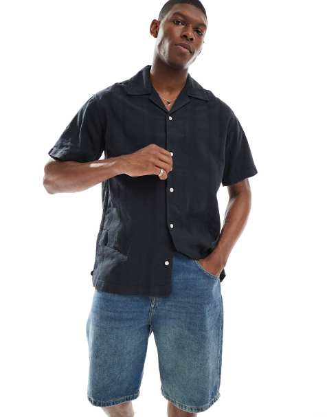 Jack & Jones textured stripe shirt in navy