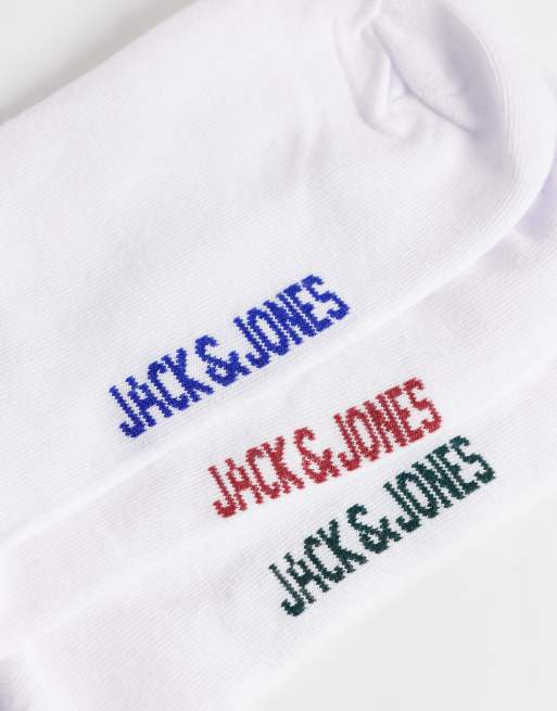 Jack & Jones tennissokker i hvid med rød/navy/sort stribe, 3 af 3