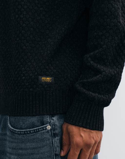 Jack & Jones textured jumper in dark grey, 4 of 5