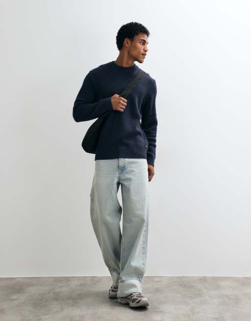 Jack & Jones textured jumper in navy, 2 of 5