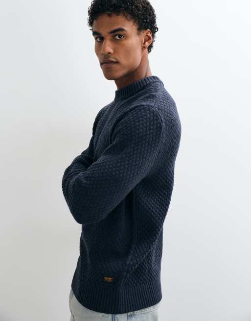Jack & Jones textured jumper in navy, 4 of 5