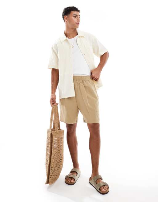 Jack & Jones textured oversize shirt in ecru, 2 of 4
