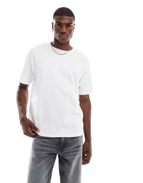 Jack & Jones textured oversized t-shirt in white - view 1