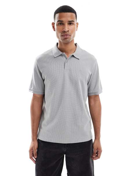 Jack & Jones textured polo in grey - view 1