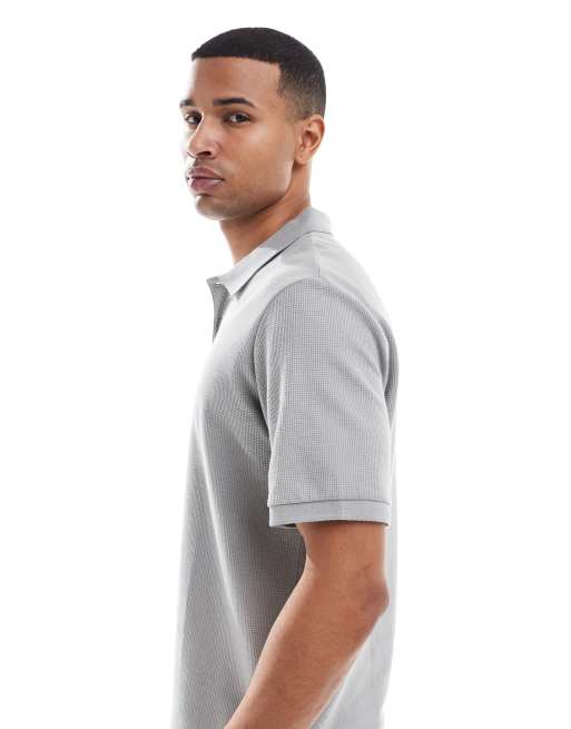Jack & Jones textured polo in grey, 5 of 5