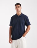 [Jack & Jones] Jack & Jones textured polo in navy S Navy blazer