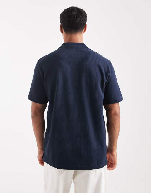 Jack & Jones textured polo in navy, 3 of 5