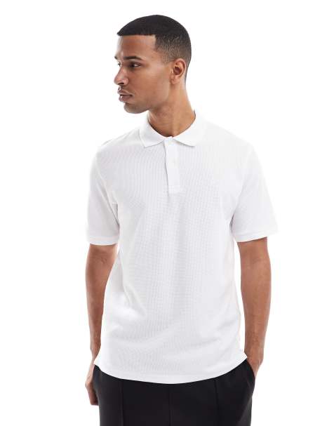 Jack & Jones textured polo shirt in white - view 1