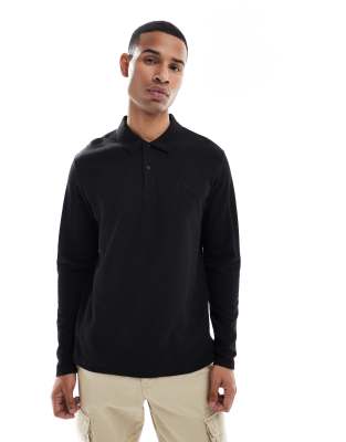 Jack & Jones Jack & Jones textured polo with long sleeves in black