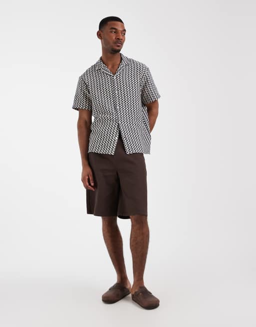Jack & Jones textured print shirt in navy, 2 of 5