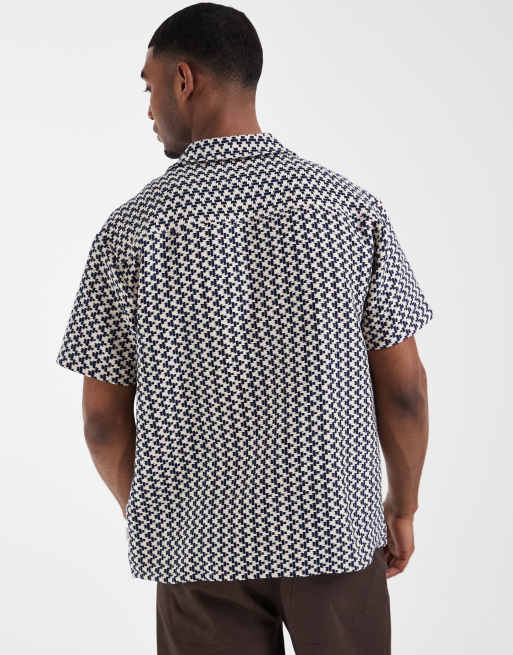 Jack & Jones textured print shirt in navy, 4 of 5