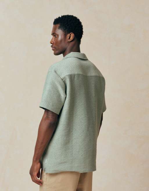 Jack & Jones textured print shirt in sage green, 4 of 5