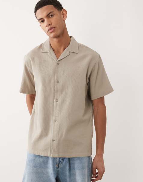 Jack & Jones textured resort shirt in beige - view 1