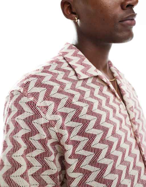 Jack & Jones textured shirt in burgundy