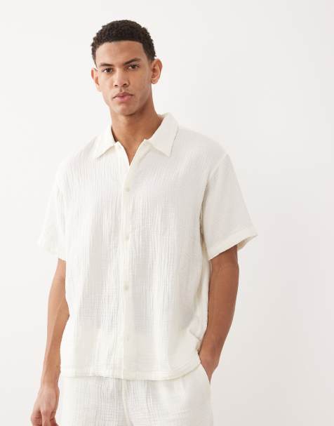 Jack & Jones textured shirt in cream - part of a set - view 1