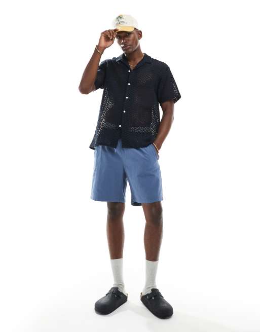 Jack & Jones crochet shirt in navy