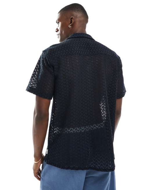 Jack & Jones crochet shirt in navy