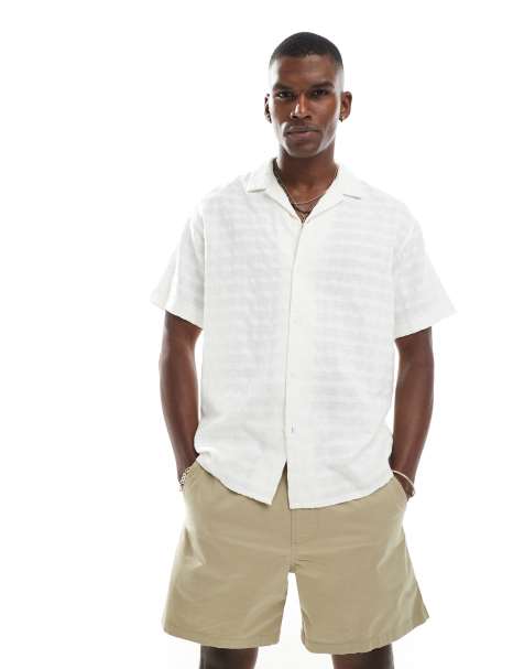 Jack & Jones textured shirt in off white - view 1