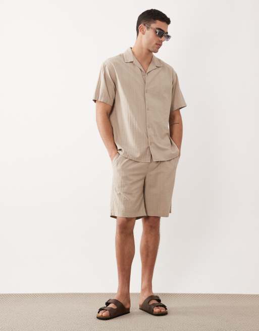 Jack & Jones textured shirt with short sleeves in beige - part of a set, 2 of 5