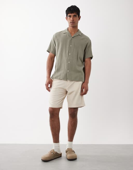 Jack & Jones textured shirt with short sleeves in khaki, 2 of 5