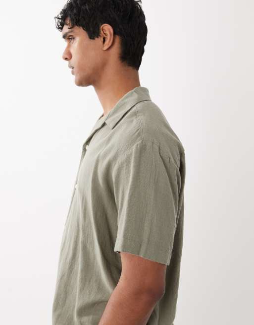 Jack & Jones textured shirt with short sleeves in khaki, 4 of 5