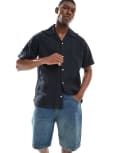 [Jack & Jones] Jack & Jones textured stripe shirt in navy M Dark Navy