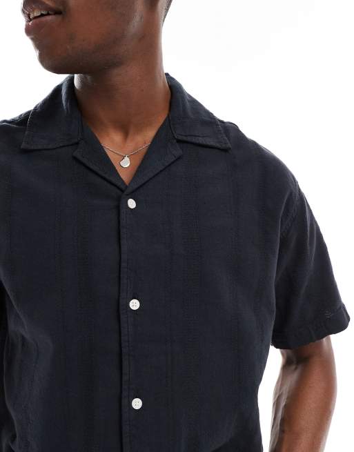 Jack & Jones textured stripe shirt in navy, 3 of 4