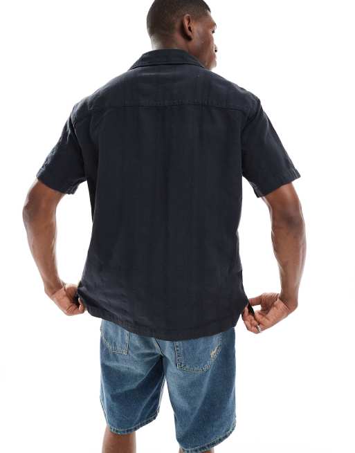 Jack & Jones textured stripe shirt in navy, 4 of 4