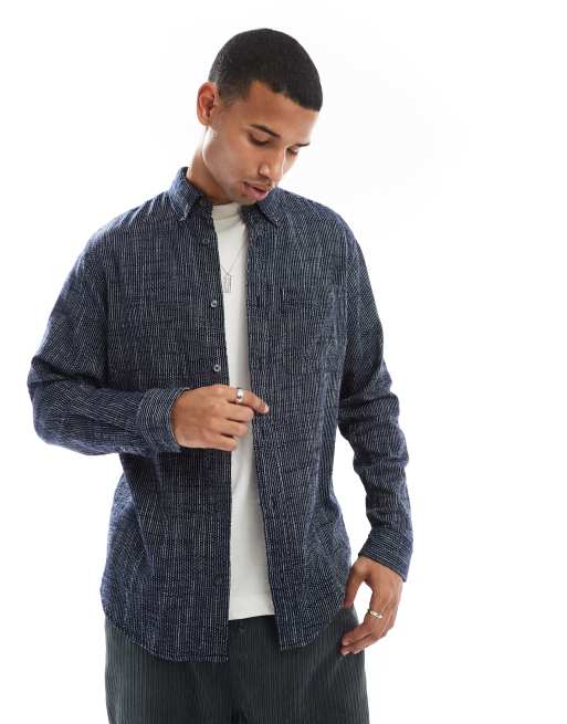 Jack & Jones textured striped shirt in navy