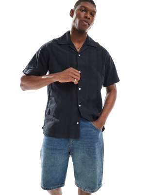 Jack & Jones Textured Striped Shirt In Blue