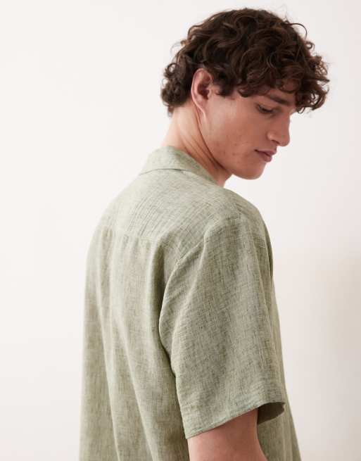 Jack & Jones textured structured short sleeve shirt in sage green, 5 of 5