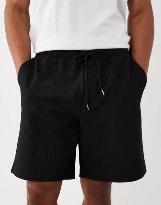Jack & Jones textured sweat shorts in black, 4 of 5