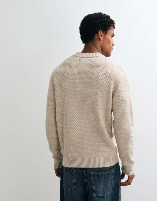 Jack & Jones textured sweater in beige, 3 of 5