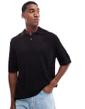 [Jack & Jones] Jack & Jones thick crochet polo in black XS Black
