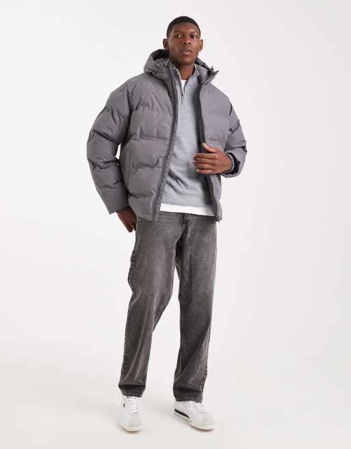 Jack & Jones thick puffer jacket with hood in grey, 2 of 5