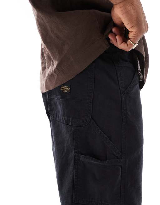 Jack & Jones - Timmermanshort met losse pasvorm in zwart, 2 van 5