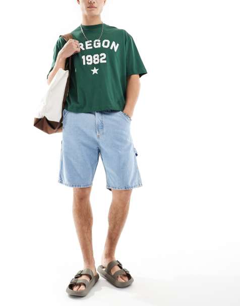 Jack & Jones - Tømrer-denimshorts i mellemblå vask - view 1