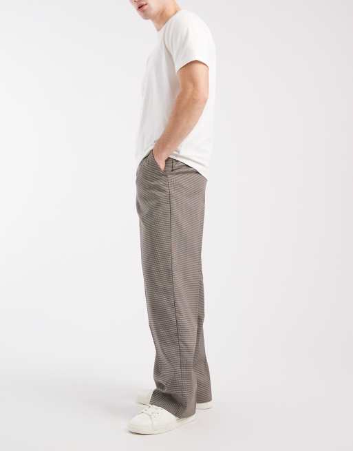 Jack & Jones Toby wide leg chino houndstooth trouser in grey, 3 of 5