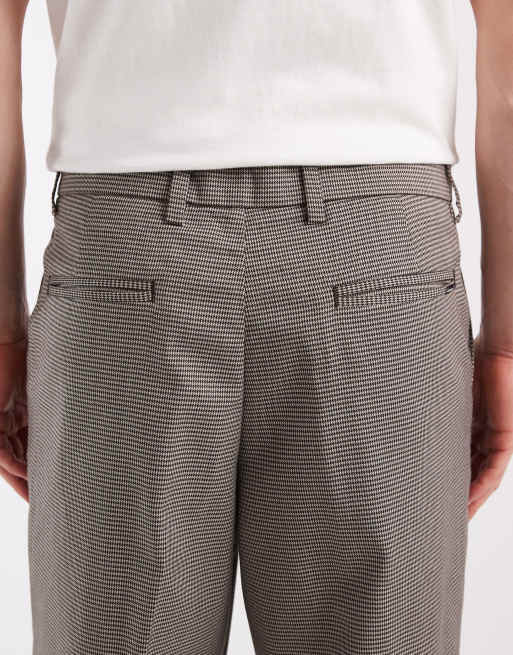 Jack & Jones Toby wide leg chino houndstooth trouser in grey, 4 of 5