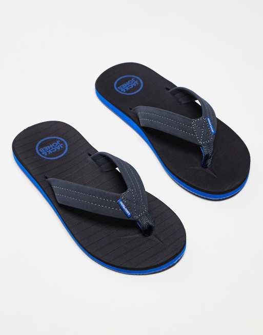 Jack & Jones - Tongs à détail bleu marine - Noir