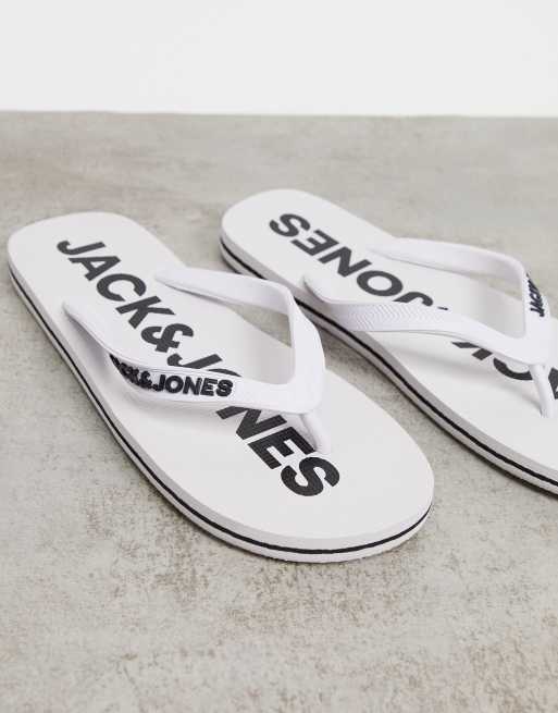 Jack & Jones - Tongs à logo - Blanc