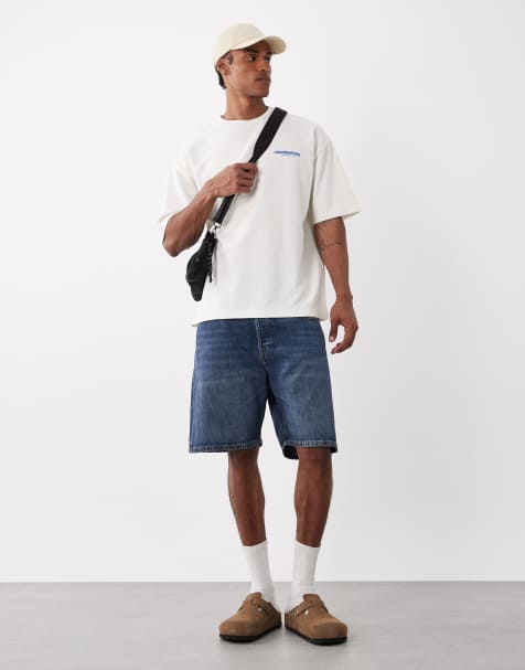 Jack & Jones – Tony – Locker geschnittene Jeansshorts in Dunkelblau - view 1