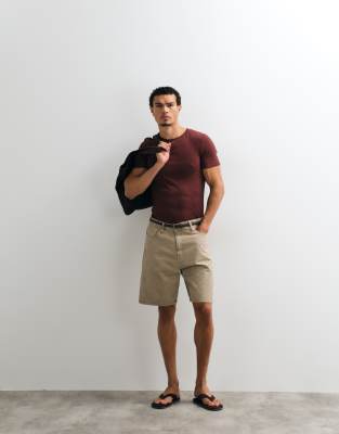 Свободные джинсовые шорты Jack &amp Jones Tony в бежевом цвете crocery