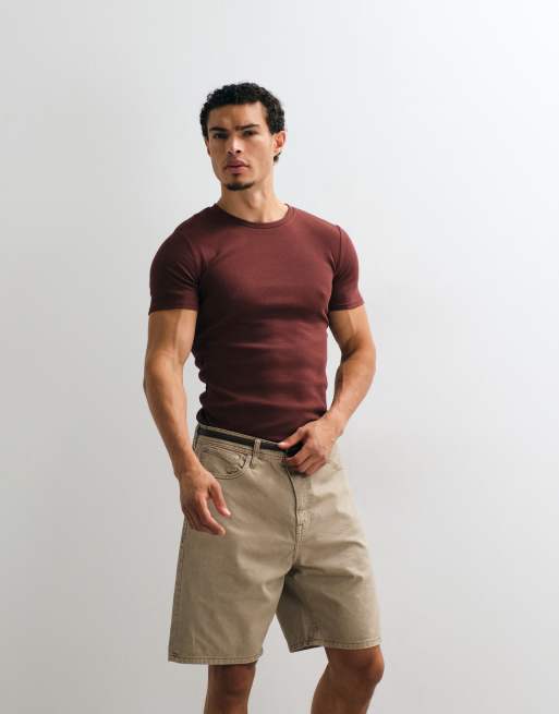Jack & Jones Tony loose denim shorts in beige, 4 of 5