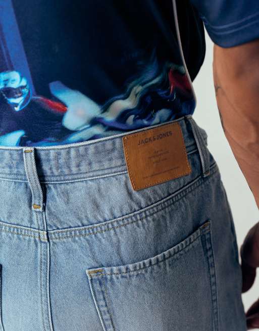 Jack & Jones Tony loose denim shorts in mid blue, 4 of 12