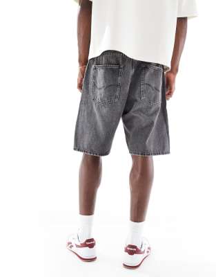 Jack & Jones tony loose fit denim shorts in black wash 
