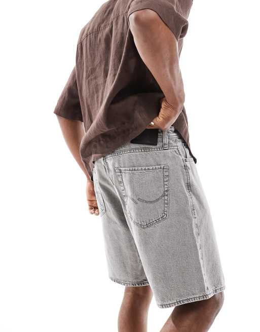 Jack & Jones tony loose fit denim shorts in gray 